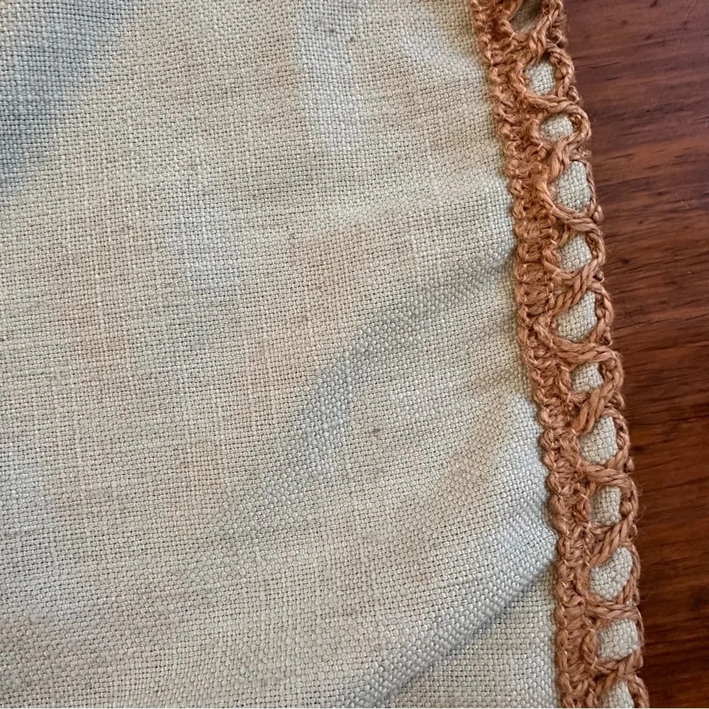 PHANTOSCOPE Farmhouse Decorative Throw Pillow Cover Burlap Linen Light Tan Blue
